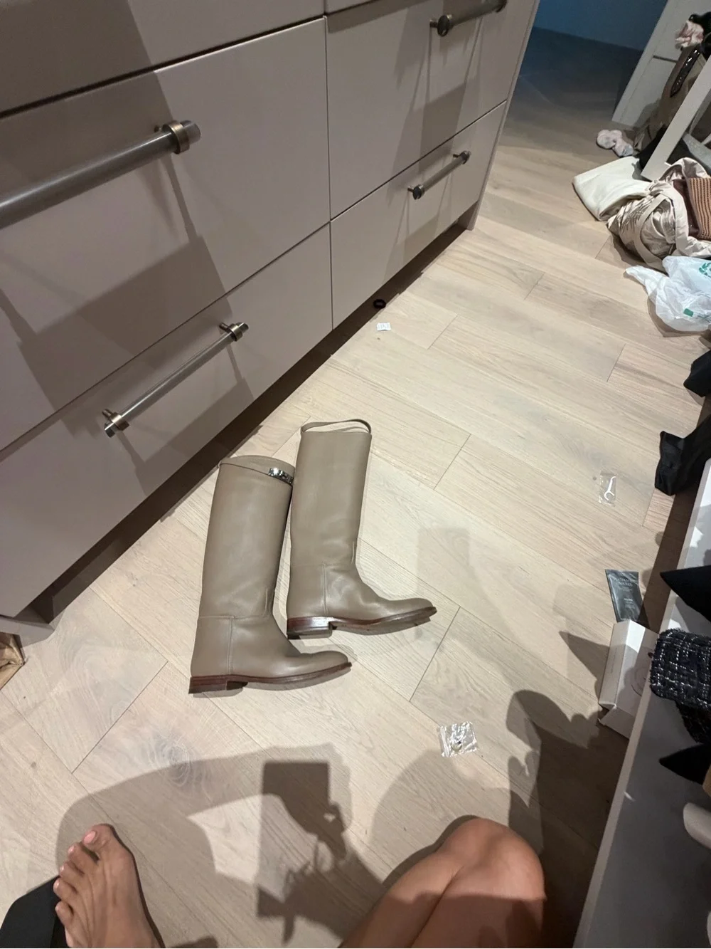 Hermes Etoupe Leather Over-the-Knee Riding Boots